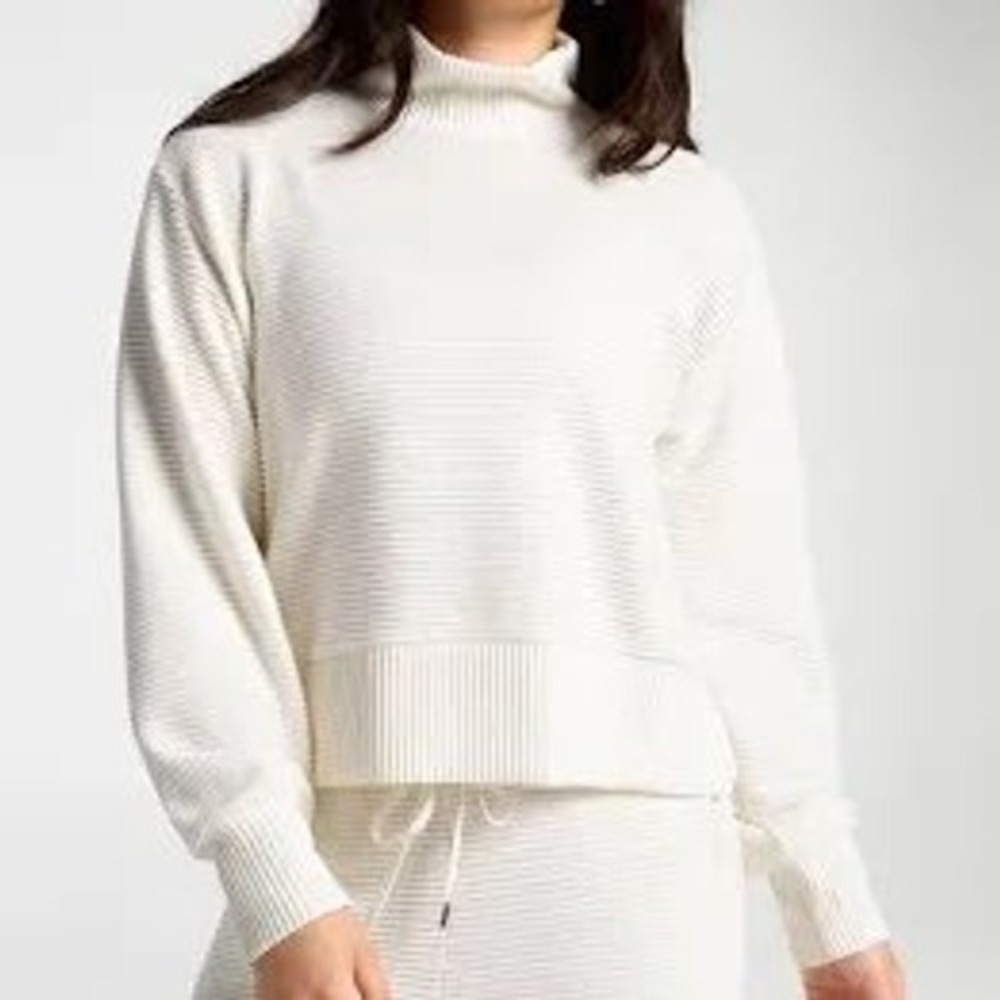 CALIA Womens Scuba Funnel Neck Pullover Sweatshirt Calming Green WAX11355 Small